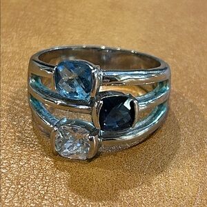 Lia Sophia “riviera” Silver and Blue Ring size 10